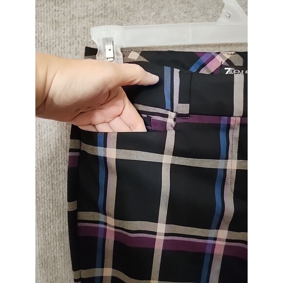 7th Avenue New York & Co Bootcut Dress Pants Womens 2 Tall Black Plaid Stretch - Picture 3 of 8